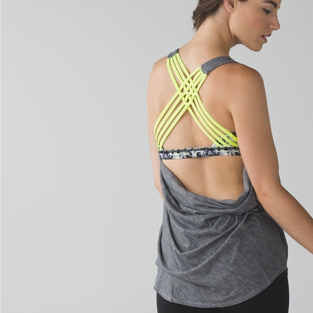 Lululemon Wild Tank Heathered Slate Crosscourt Petal Black Clarity Yellow Size 4